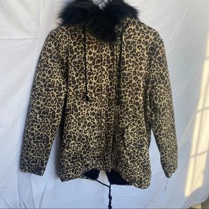 Faux Fur Leopard Print Jacket Size Medium